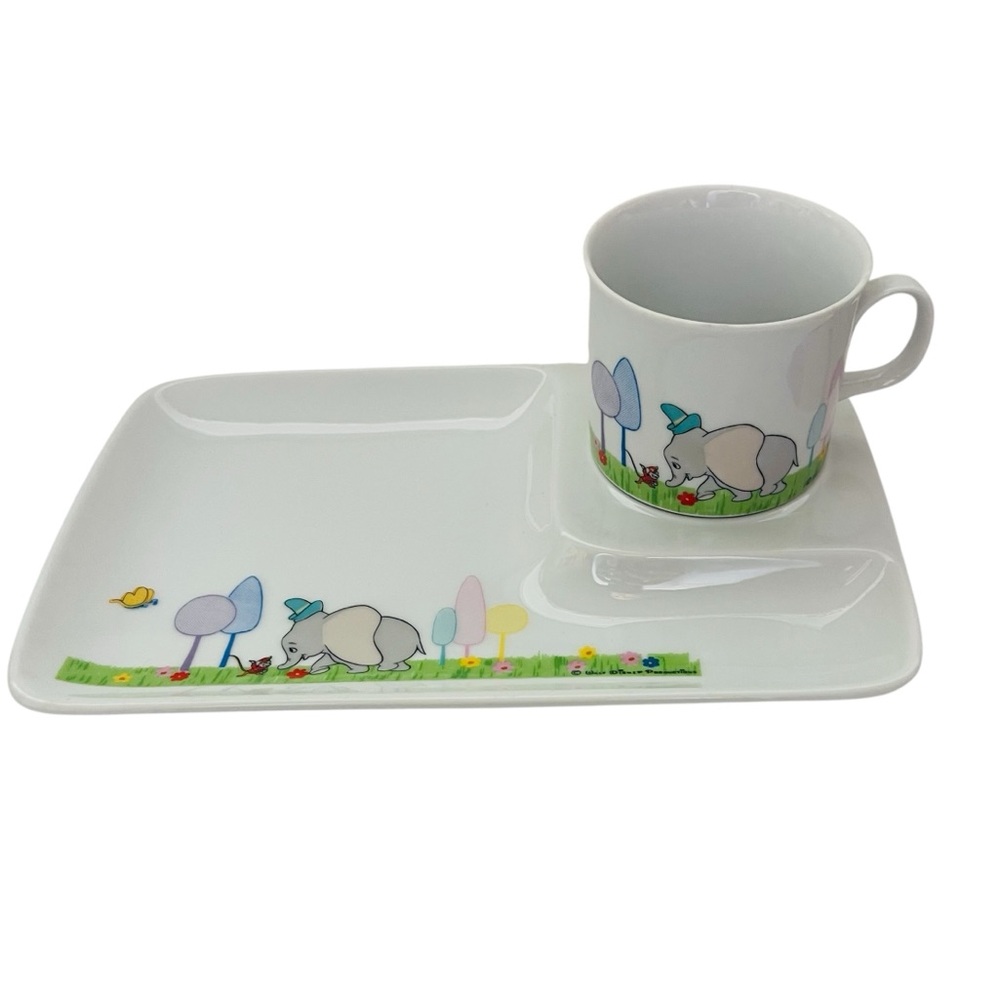 Vintage Walt Disney Productions JAPAN Porcelain Snack Plate & Cup Set